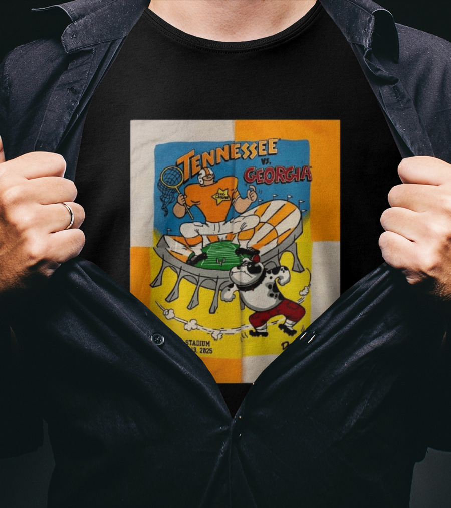 Tennessee Vs Georgia Neyland Stadium September 13 2025 Cartoon Bulldogs Volunteers T-Shirt