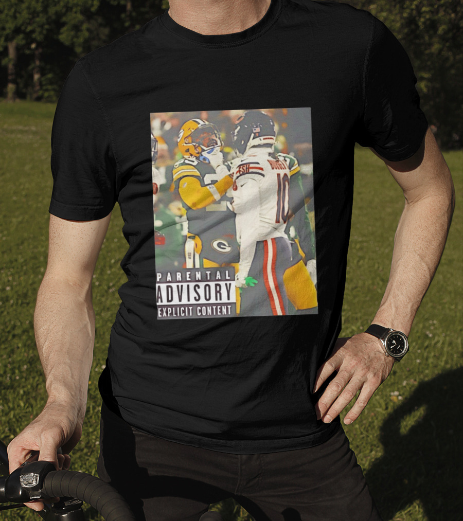Green Bay Packers Vs Chicago Bears Rivalry Parental Advisory Explicit Content T-Shirt