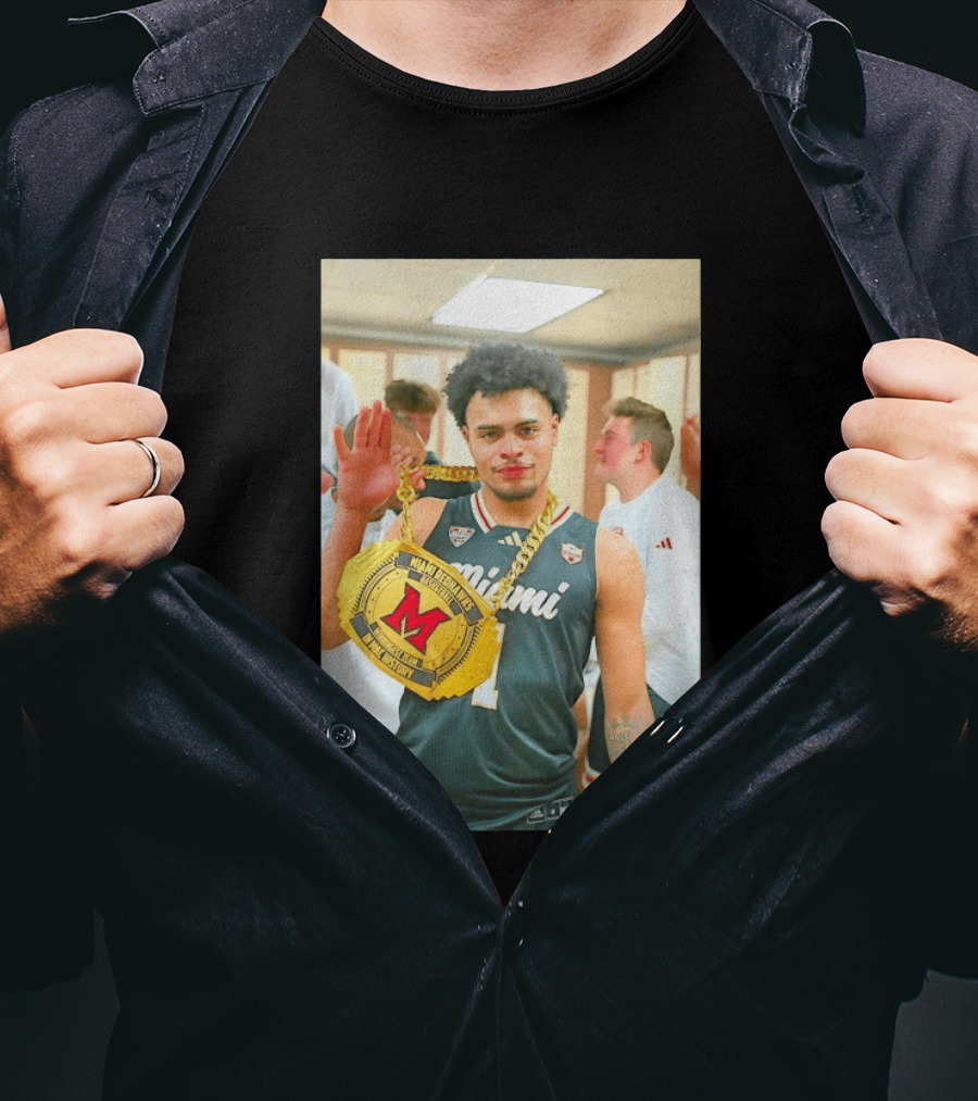 Miami RedHawks Trey Perry Almost Friday Celebration Chain Basketball Locker Room T-Shirt