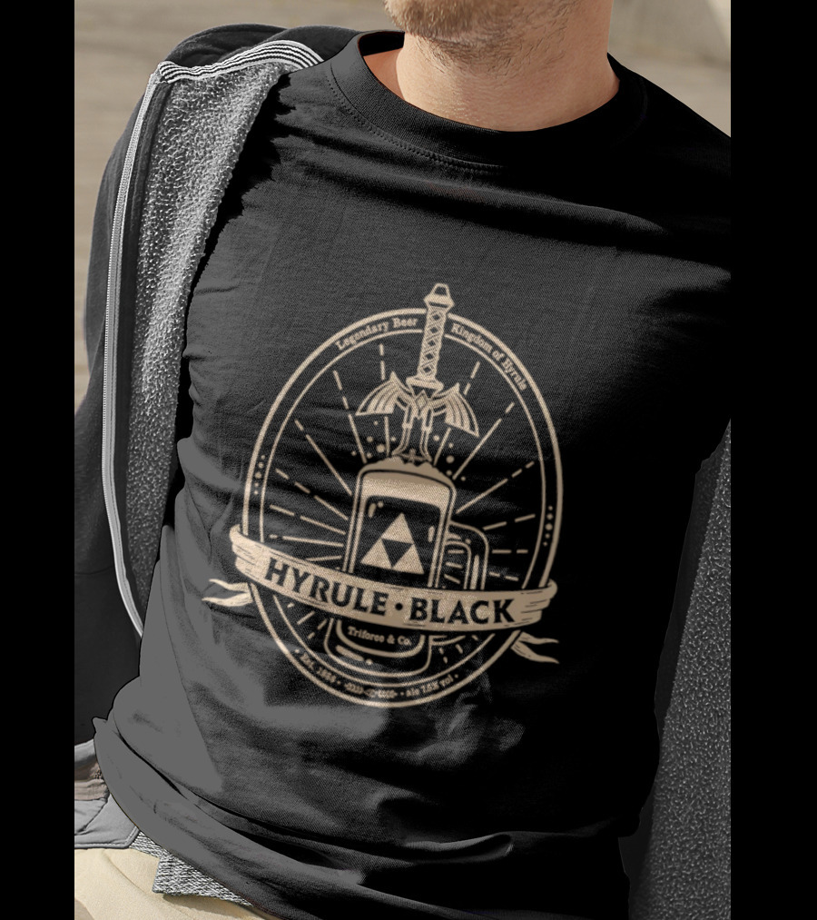 Legendary Beer Kingdom Of Hyrule Hyrule Black The Legend Of Zelda Est 1986 Triforce Sword T-Shirt
