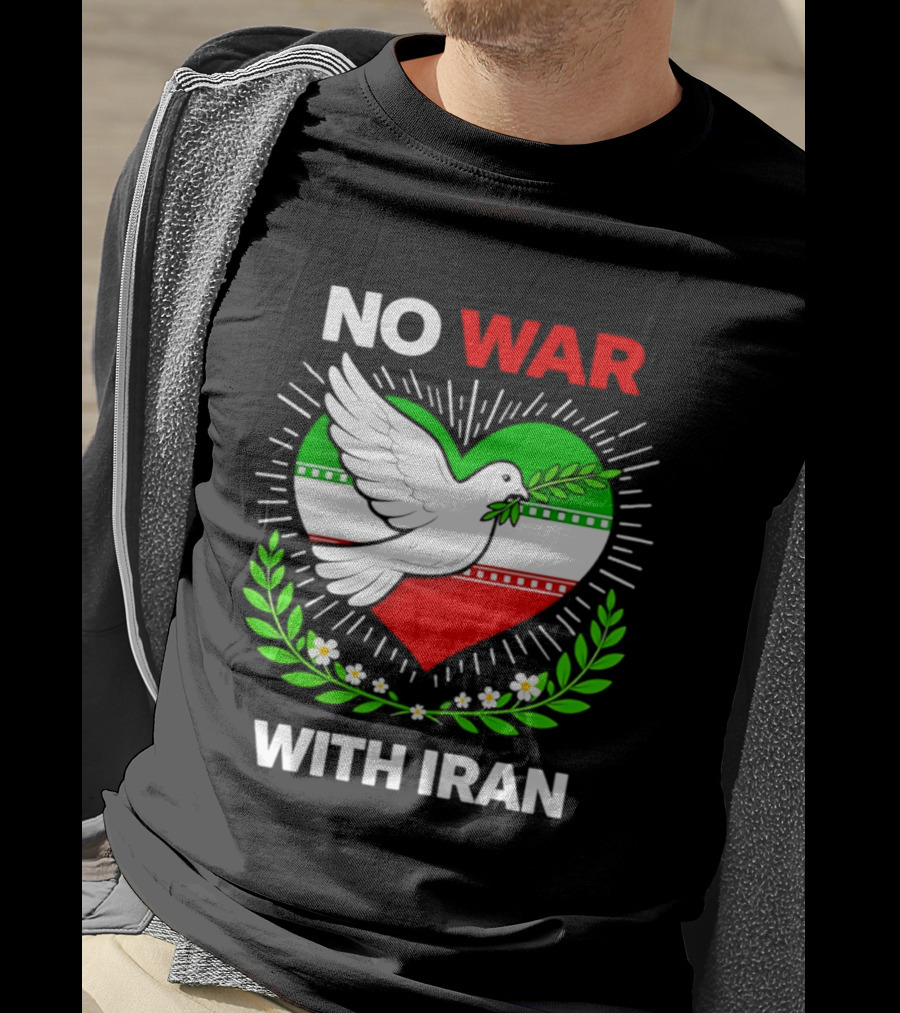 No War With Iran Dove Peace Heart Flag T-Shirt