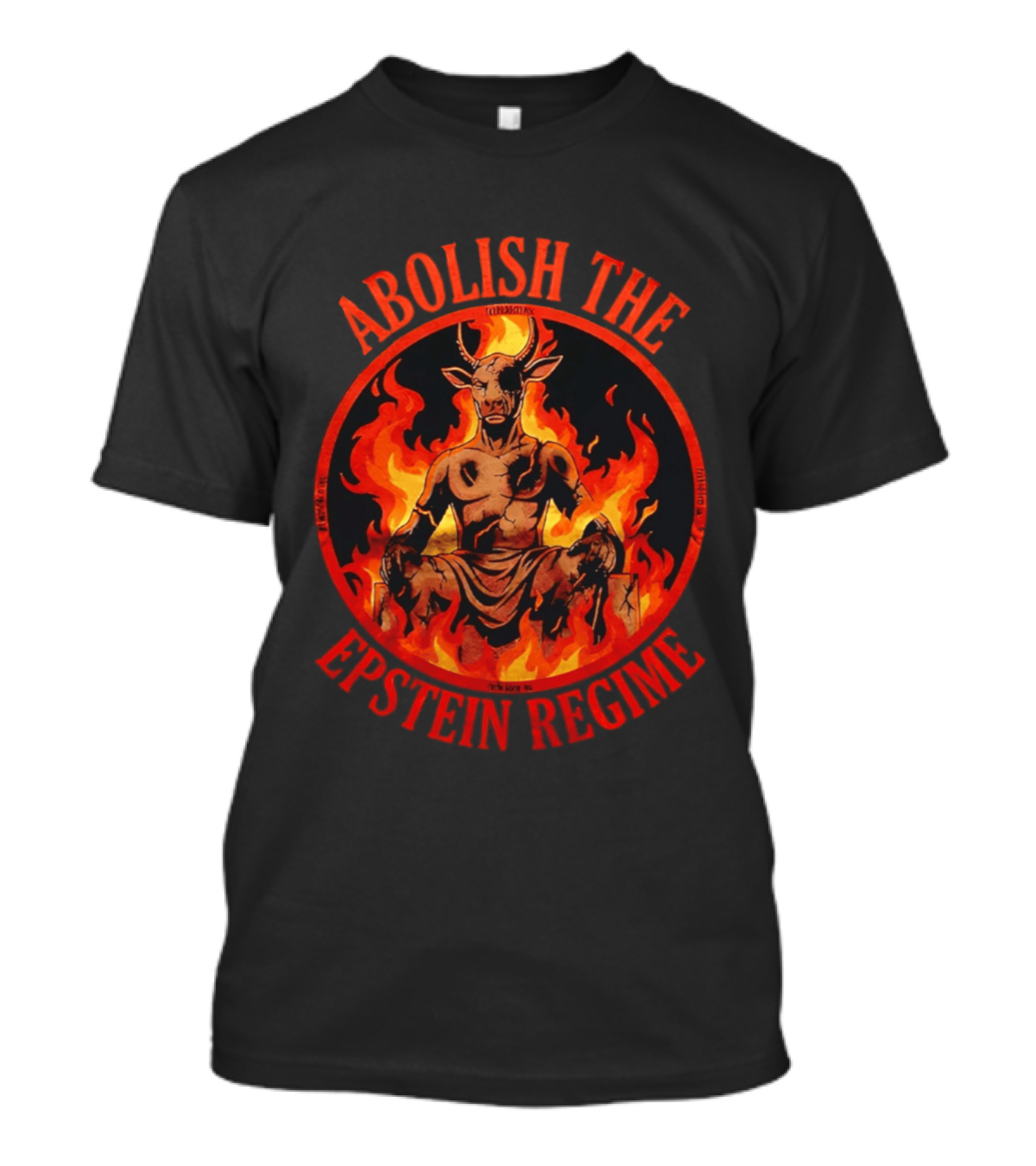 Abolish The Epstein Regime Goat Demon In Flames T-Shirt