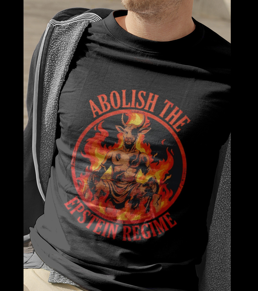 Abolish The Epstein Regime Goat Demon In Flames T-Shirt