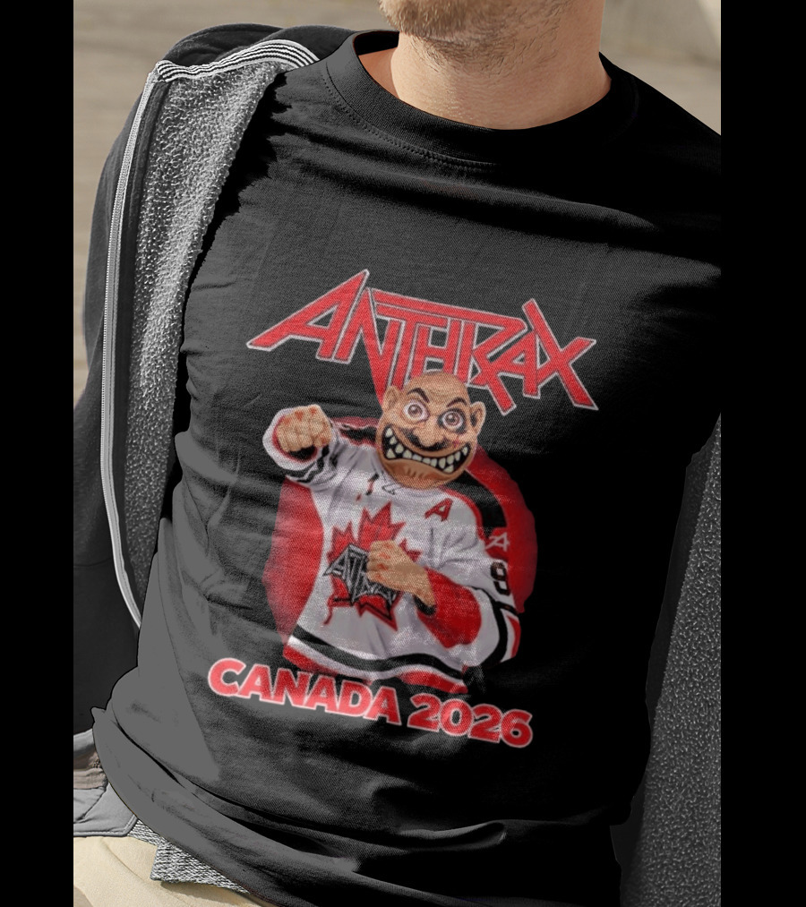 Anthrax Canada 2026 Tour No Man Hockey Player Elbows Up T-Shirt