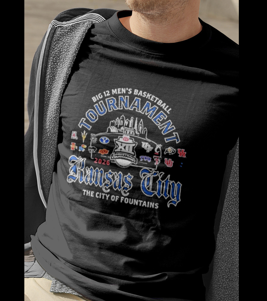 Big 12 Men's Basketball Tournament 2026 Kansas City City Of Fountains T-Shirt