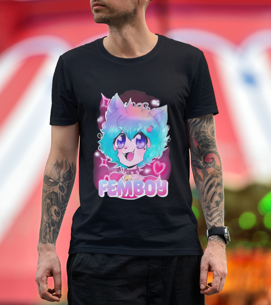 Femboy Anime Pastel Cat Ears Kawaii Aesthetic Cute T-Shirt