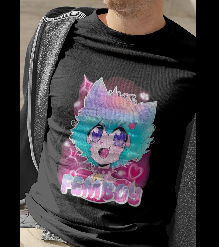 Femboy Anime Pastel Cat Ears Kawaii Aesthetic Cute T-Shirt