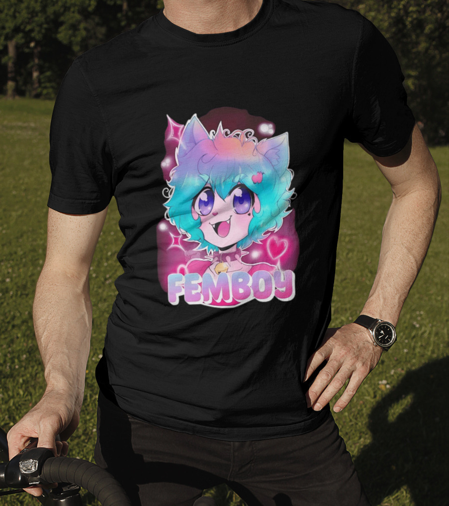 Femboy Anime Pastel Cat Ears Kawaii Aesthetic Cute T-Shirt