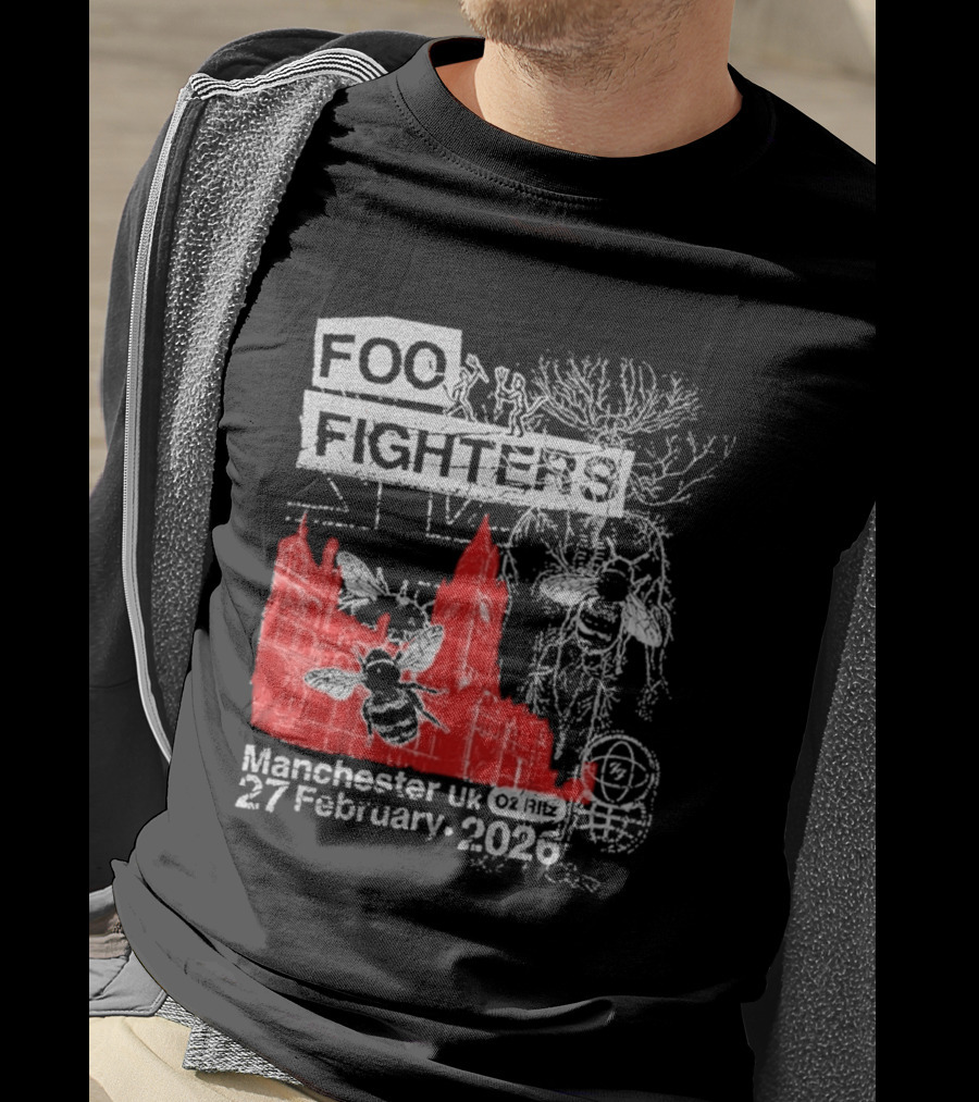 Foo Fighters Manchester UK 27 February 2026 Surprise Show O2 Ritz Bee T-Shirt