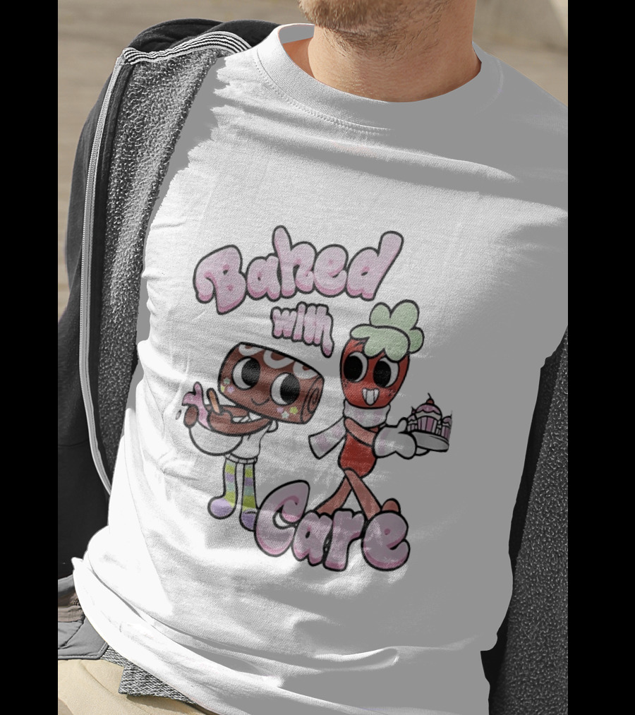 Baked With Care Baking Characters Cartoon T-Shirt