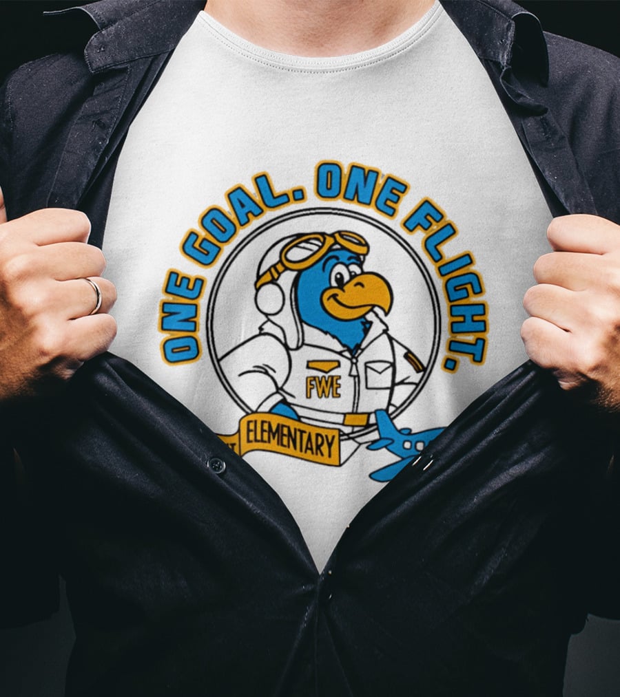 Ft Wright Elementary Falcons One Goal One Flight Pilot Bird With Plane T-Shirt