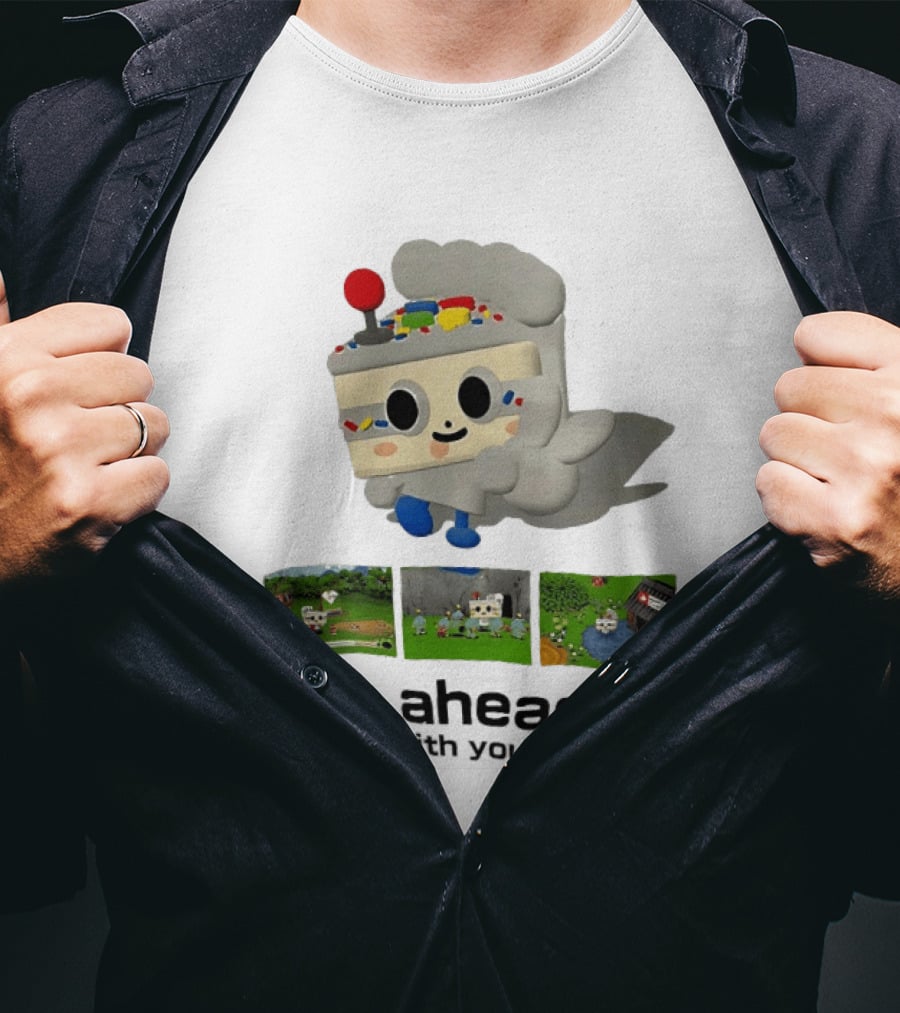 Go Ahead Play With Your Food Fun Cake Character Adventure Scenes T-Shirt