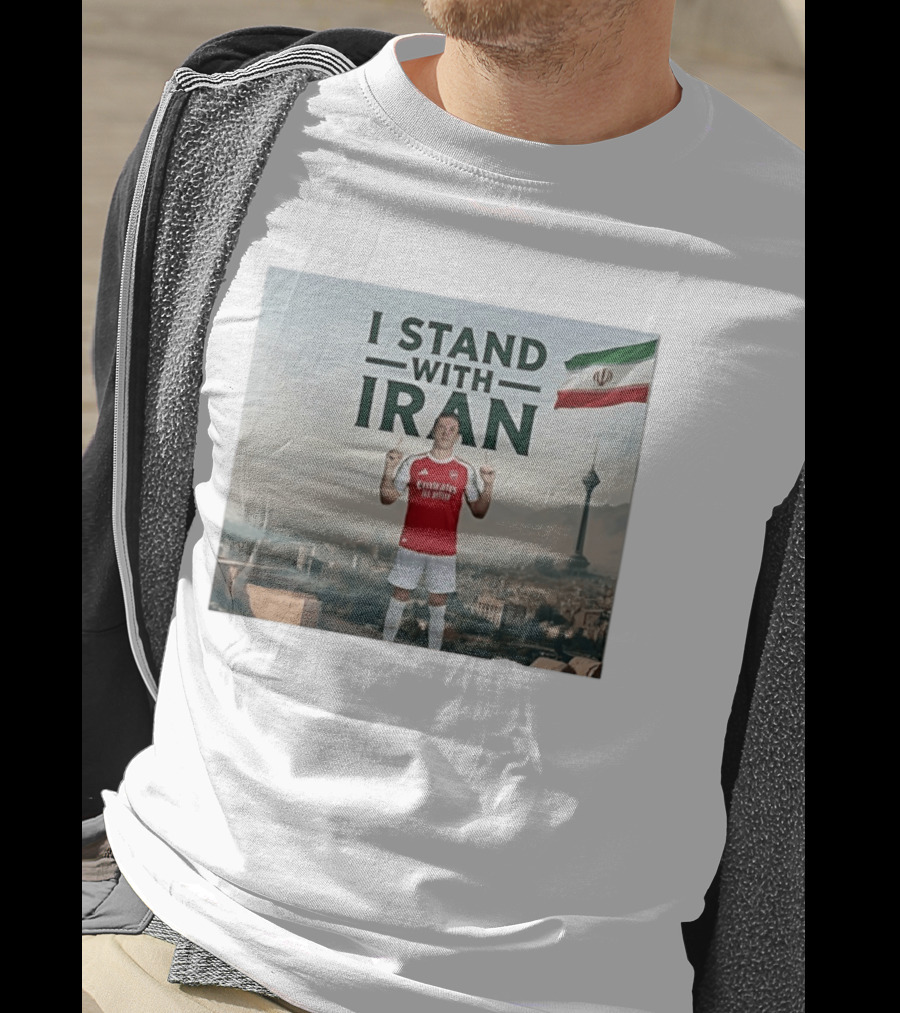 I Stand With Iran Soccer Supporter With Flag And Cityscape T-Shirt