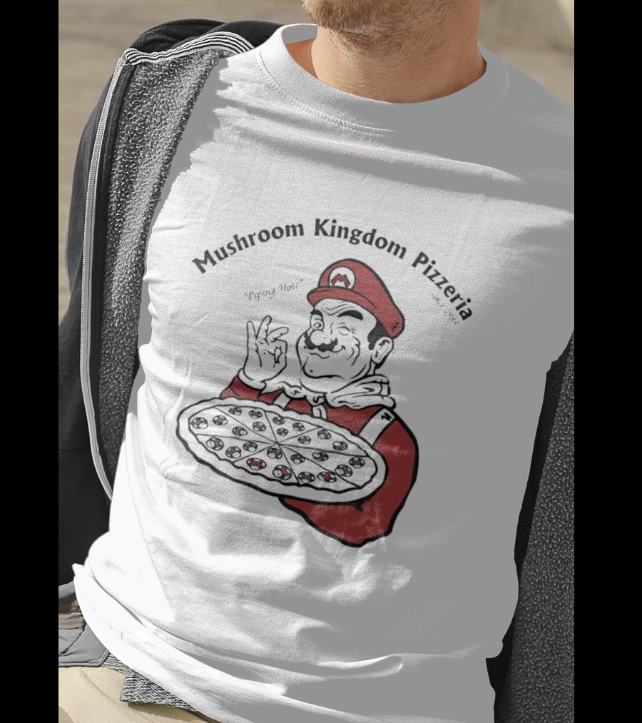 Mushroom Kingdom Pizzeria Funny Pizza Chef Winking Gesture Gaming Fan T-Shirt