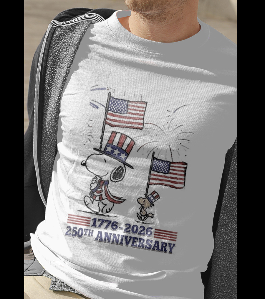 Snoopy 1776 2026 USA 250th Anniversary Celebration With Flags And Fireworks T-Shirt