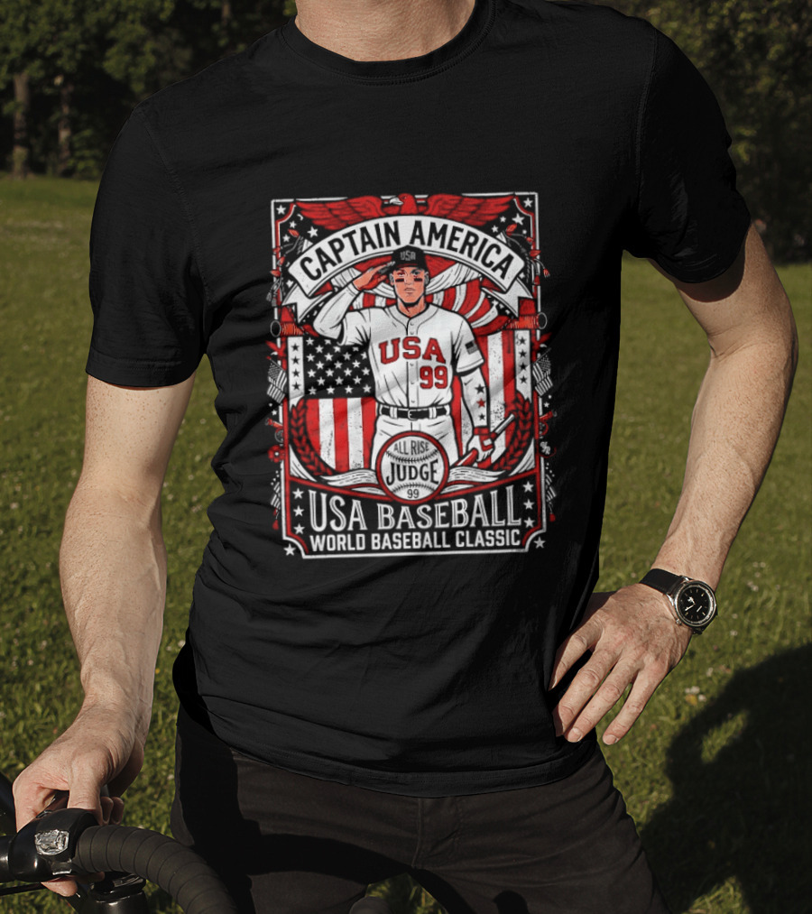 Captain America USA Baseball Judge 99 World Baseball T-Shirt