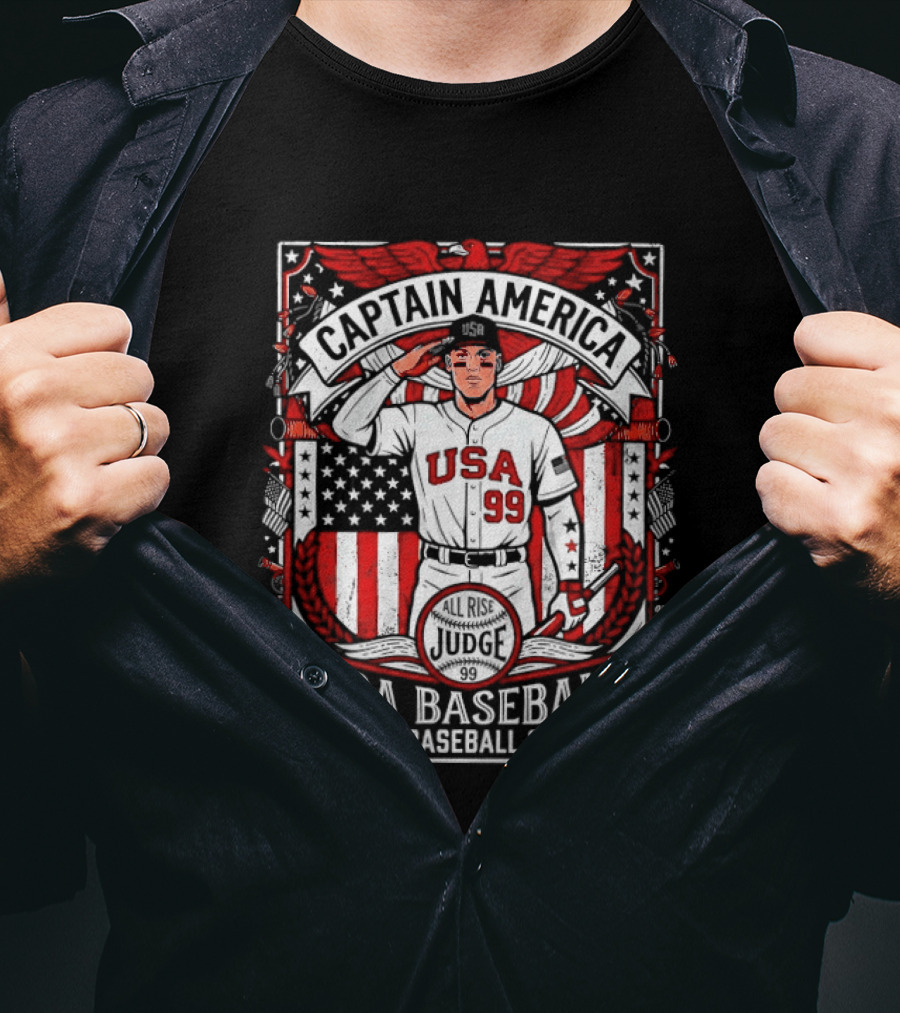 Captain America USA Baseball Judge 99 World Baseball T-Shirt