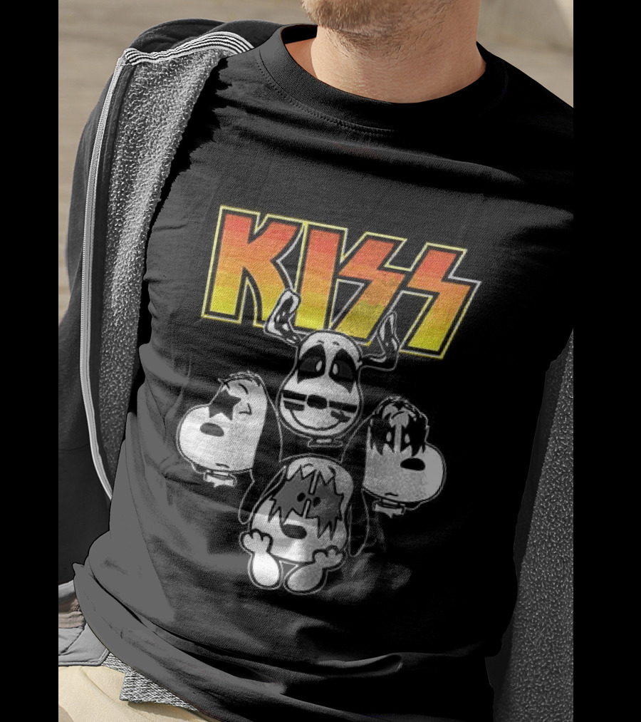 Kiss X Peanuts Snoopy Shout It Out Loud Collaboration Featuring Iconic Characters T-Shirt