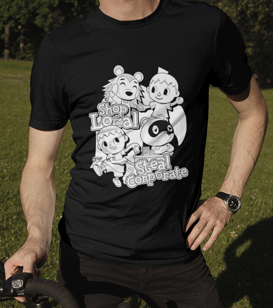 Shop Local Steal Corporate Clay Cartoon Characters T-Shirt