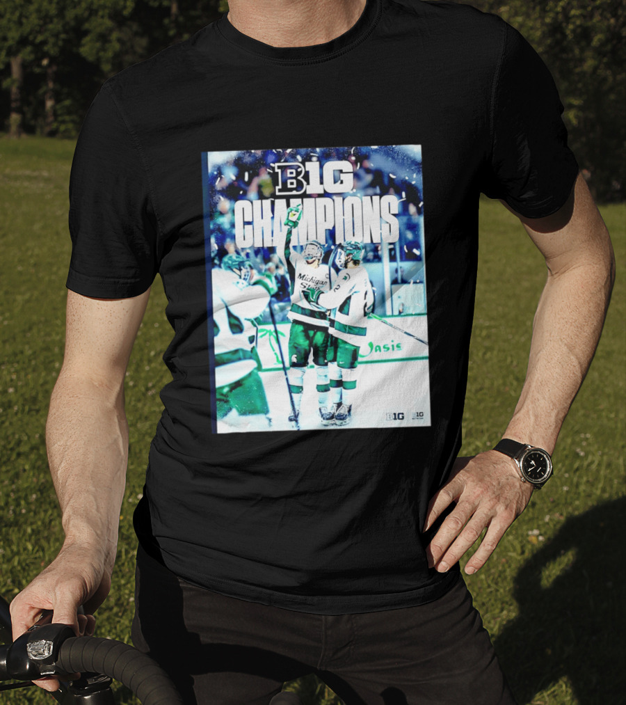 B1G Champions Michigan State Spartans Ice Hockey 2026 B1G Men's Hockey Regular Season Champs Back To Back T-Shirt
