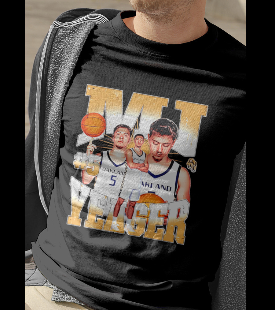 MJ Yeager Oakland Basketball #5 NCAA Player Collage T-Shirt