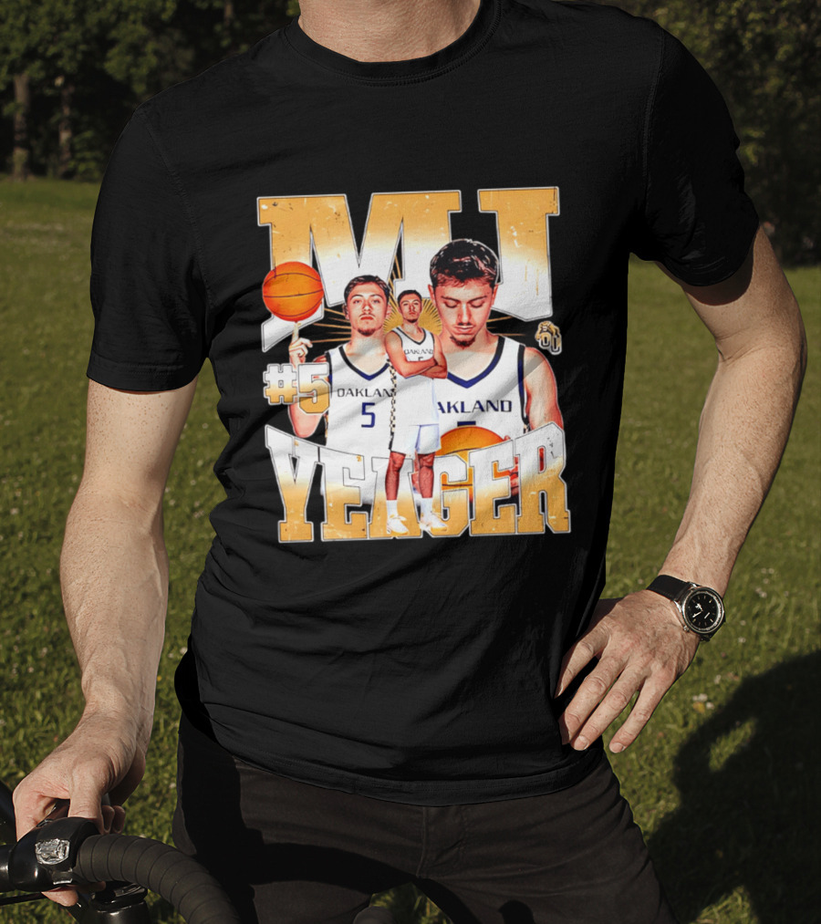 MJ Yeager Oakland Basketball #5 NCAA Player Collage T-Shirt
