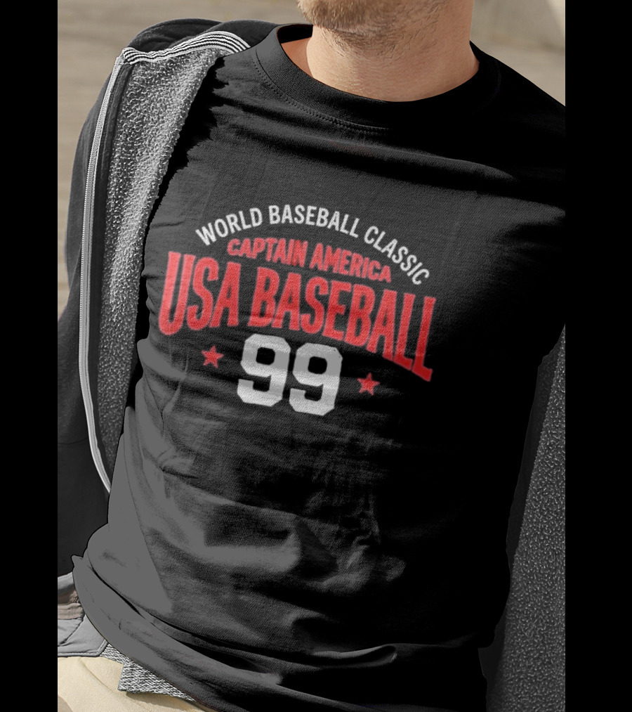 World Baseball Classic Captain America USA Baseball 99 Stars T-Shirt