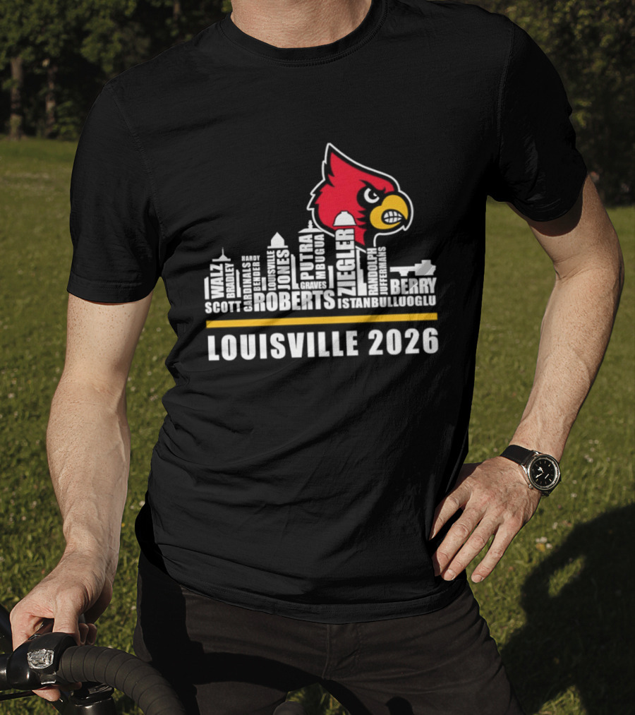 Louisville 2026 Cardinals Skyline Scott Roberts Berry Stephenson T-Shirt