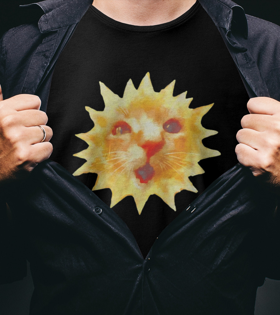 Cat Face Sun Meme Funny Internet Trend T-Shirt