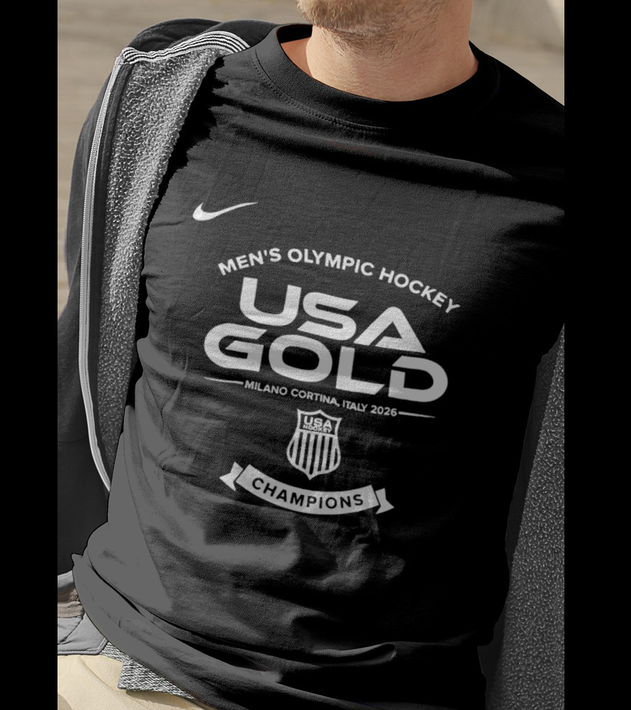 Men's Olympic Hockey USA Gold Milano Cortina Italy 2026 Champions Nike T-Shirt