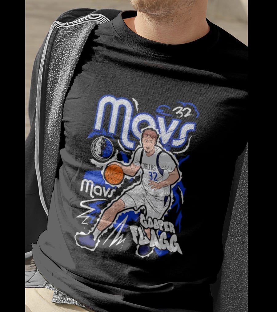 Mavs 32 Cooper Flagg Dallas Mavericks Basketball Player Paint T-Shirt