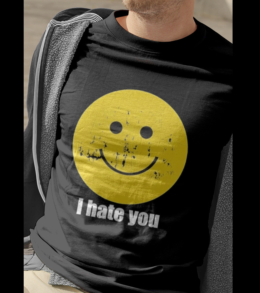 Harry I Hate You Smiley Face Distressed Grunge T-Shirt