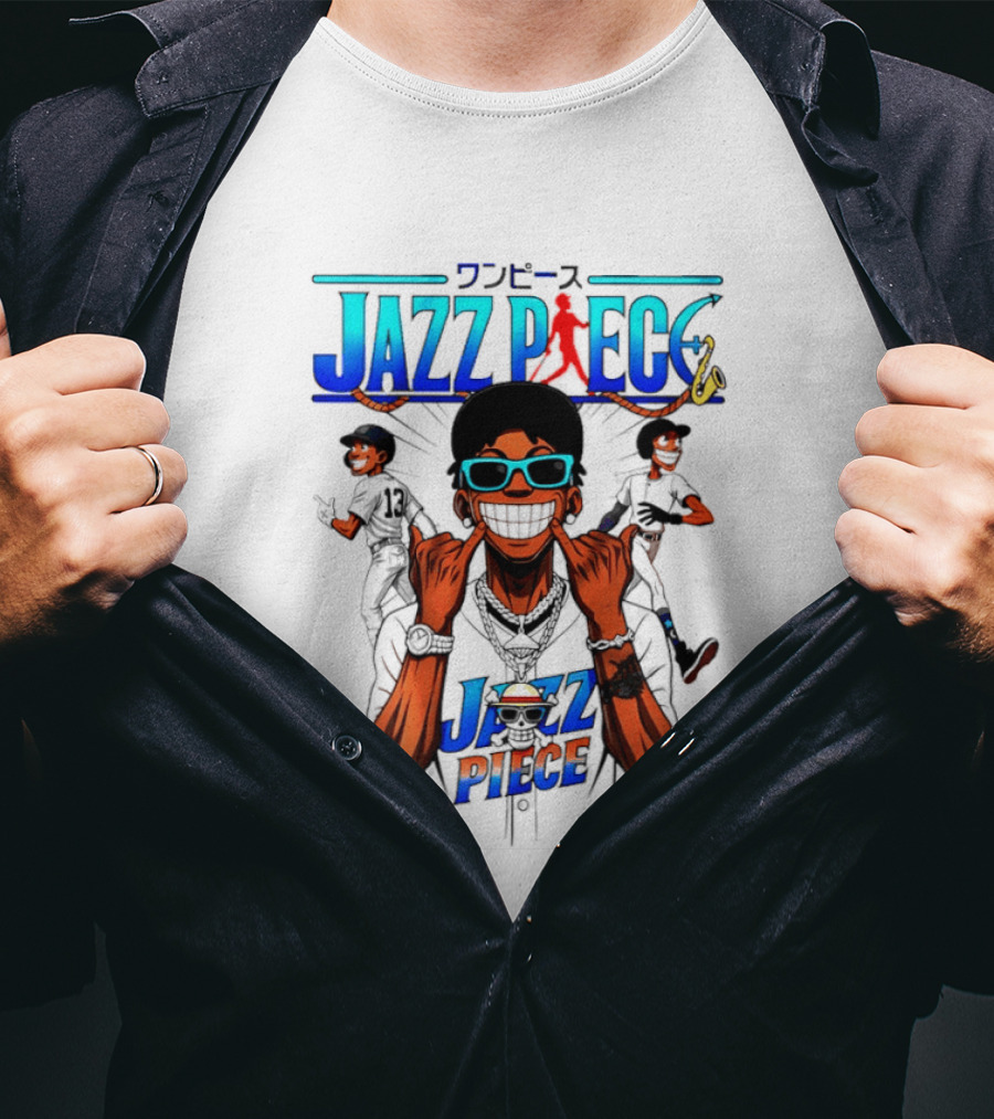 Jazz Piece Jolly Roger One Piece Hip Hop Urban Style Anime Fusion T-Shirt