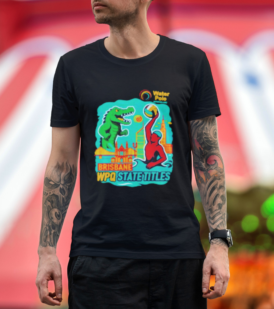 Brisbane WPQ State Titles Water Polo Tournament Crocodile Player Skyline T-Shirt