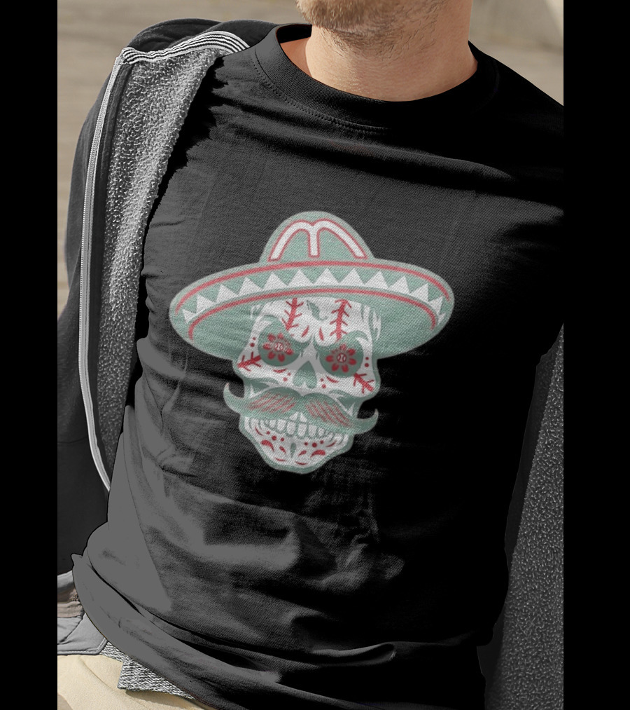 Sugar Skull Sombrero Baseball Team Mexico Nacho Alvarez Jr T-Shirt