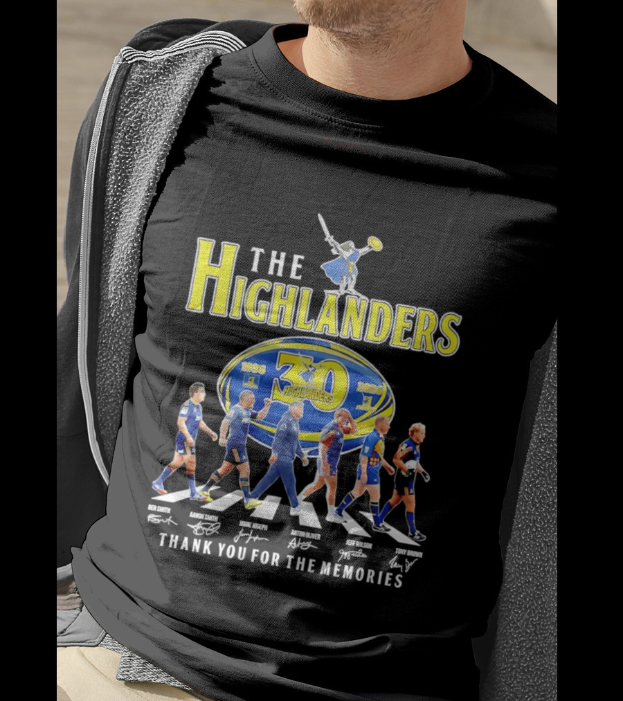 The Highlanders 30th Anniversary 1996 2026 Thank You For The Memories Rugby Players And Swordman Abbey Road T-Shirt