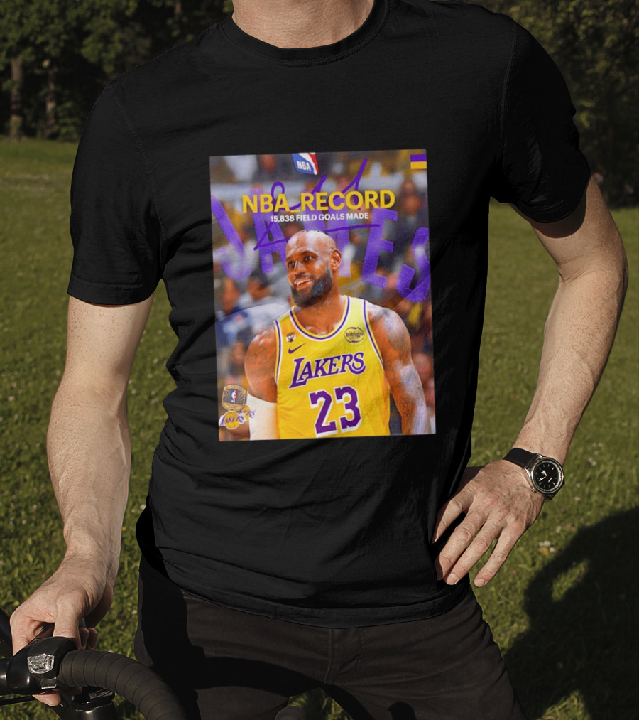 NBA Record LeBron James 15838 Field Goals Made Lakers 23 T-Shirt
