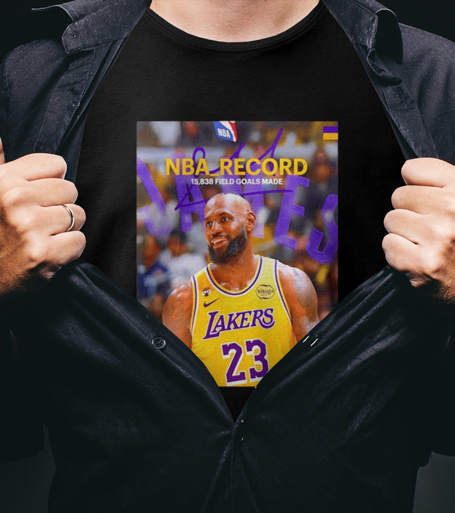 NBA Record LeBron James 15838 Field Goals Made Lakers 23 T-Shirt