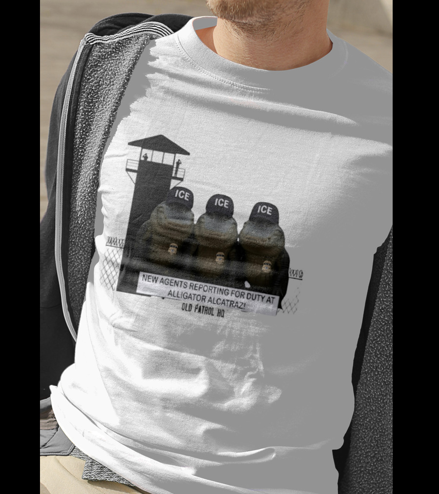 Alligator Alcatraz ICE Agents Guarding Prison Tower Scene T-Shirt