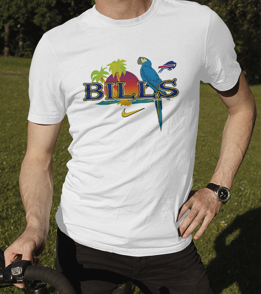 Buffalo Bills Parrot Tropical Vibes With Nike And Palm Trees T-Shirt