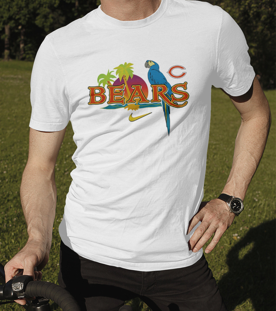 Chicago Bears Tropical Sunset Parrot Nike Collaboration T-Shirt