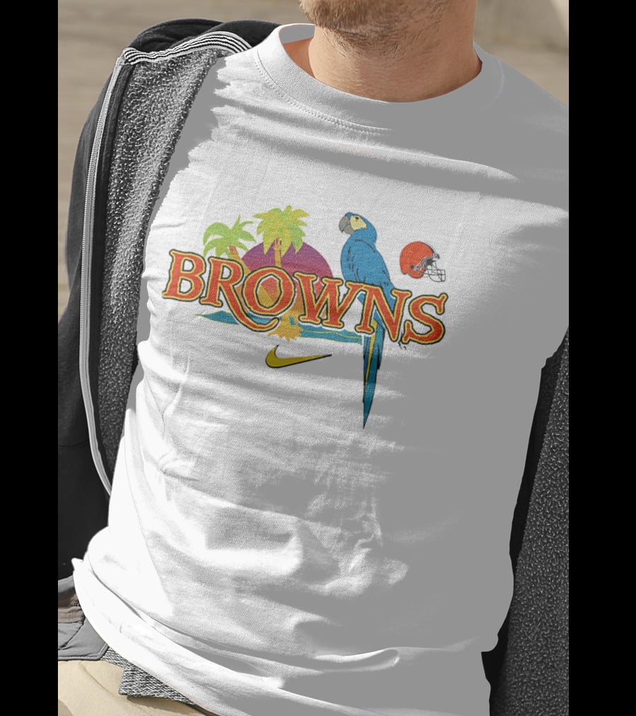 Browns Tropical Parrot Nike Cleveland Football Helmet T-Shirt