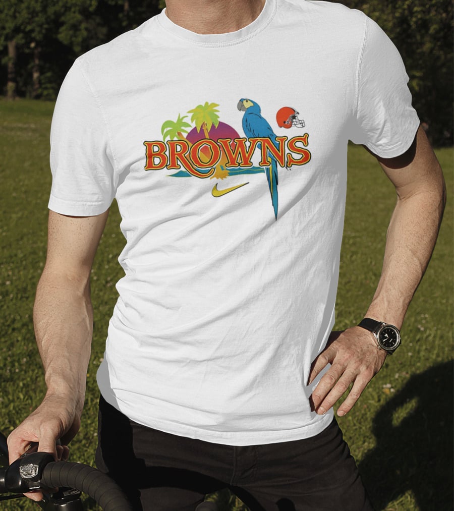 Browns Tropical Parrot Nike Cleveland Football Helmet T-Shirt