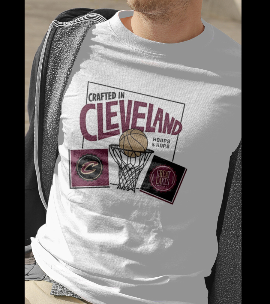 Crafted In Cleveland Hoops And Hops Cavaliers Great Lakes Brewing Co T-Shirt