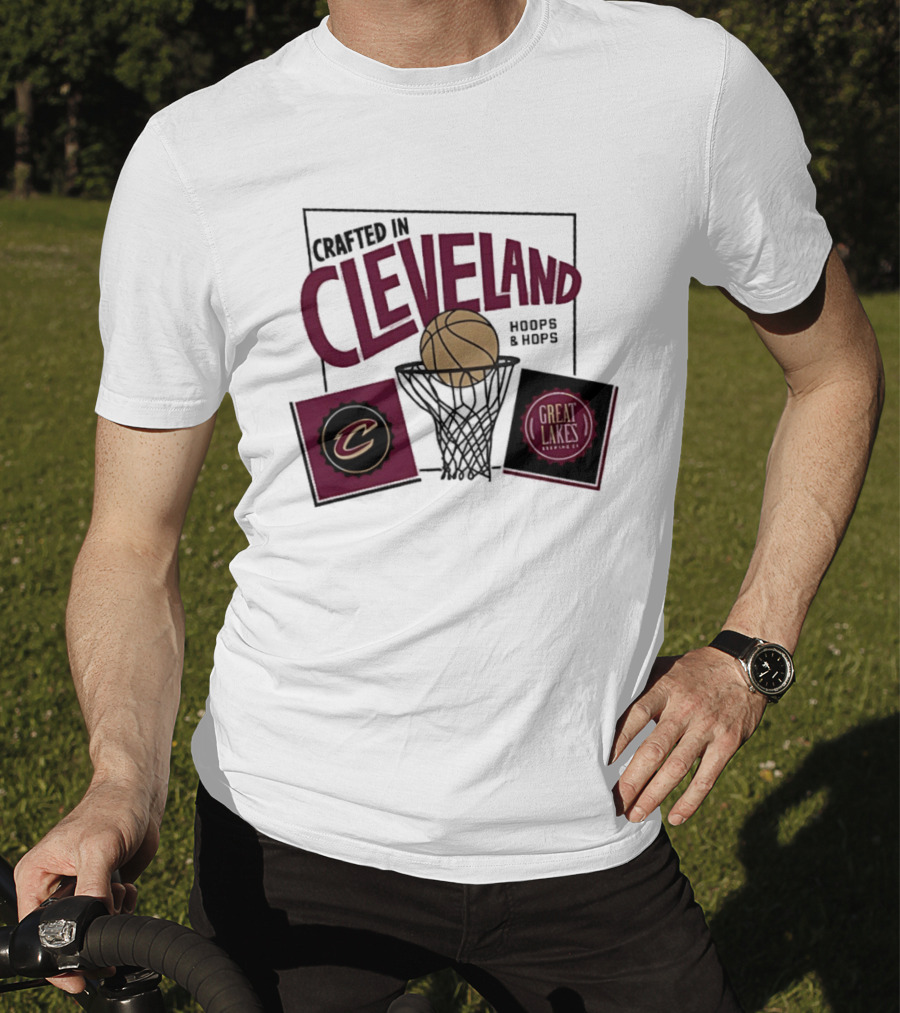 Crafted In Cleveland Hoops And Hops Cavaliers Great Lakes Brewing Co T-Shirt