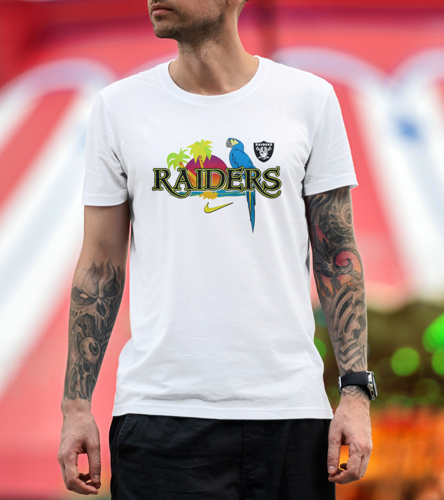 Las Vegas Raiders Tropics And Parrot It's 5 O' Somewhere Nike T-Shirt