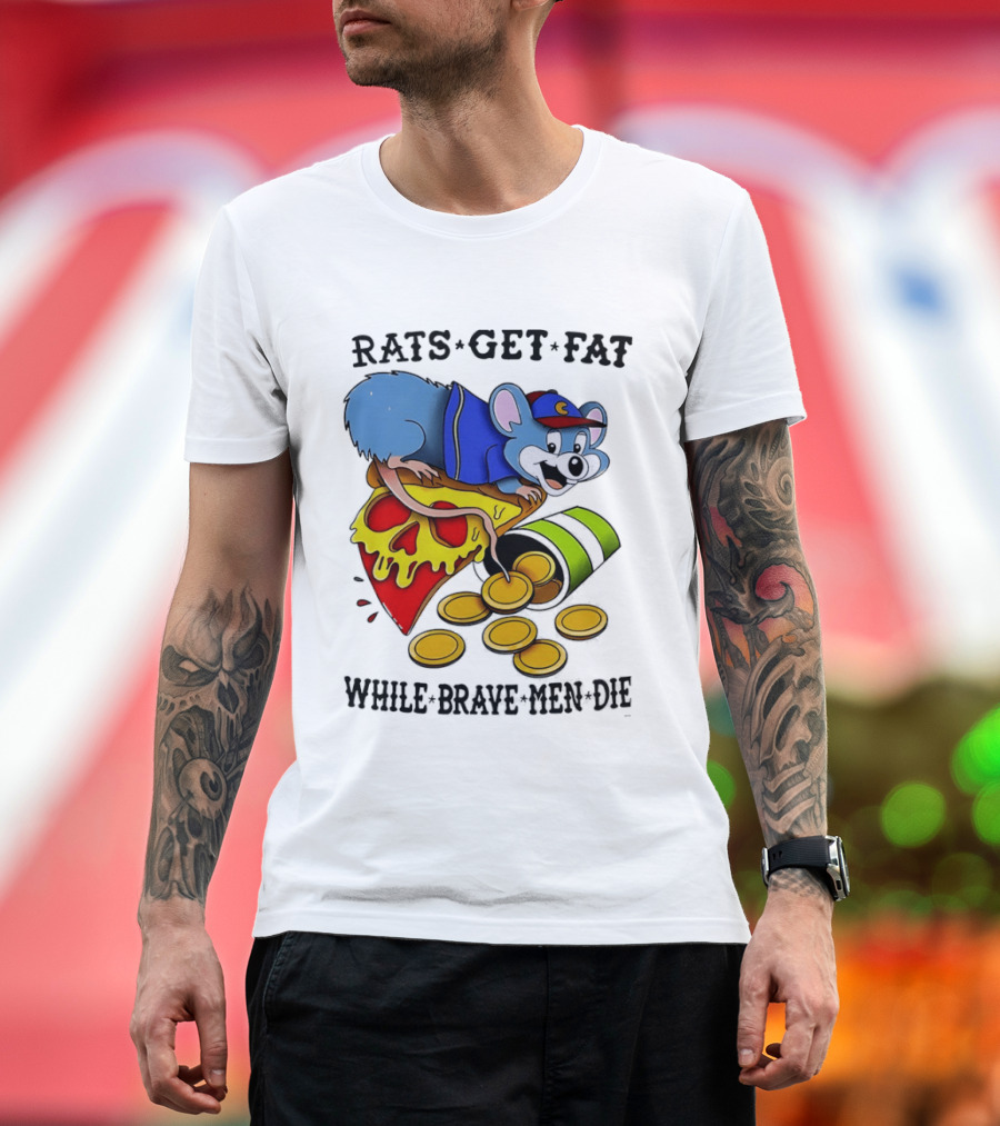 Rats Get Fat While Brave Men Die Pizza Coin Cap Mouse T-Shirt