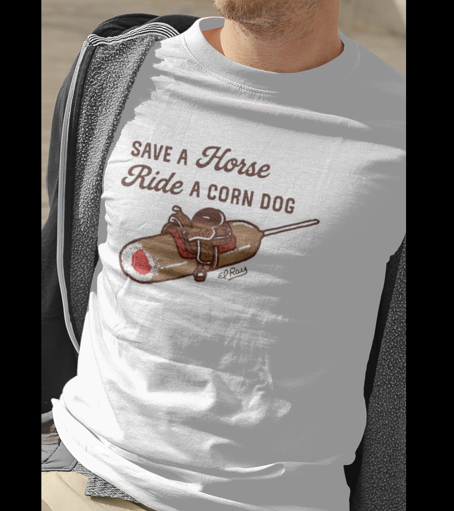 Save A Horse Ride A Corn Dog Cowboy Saddle Humor T-Shirt