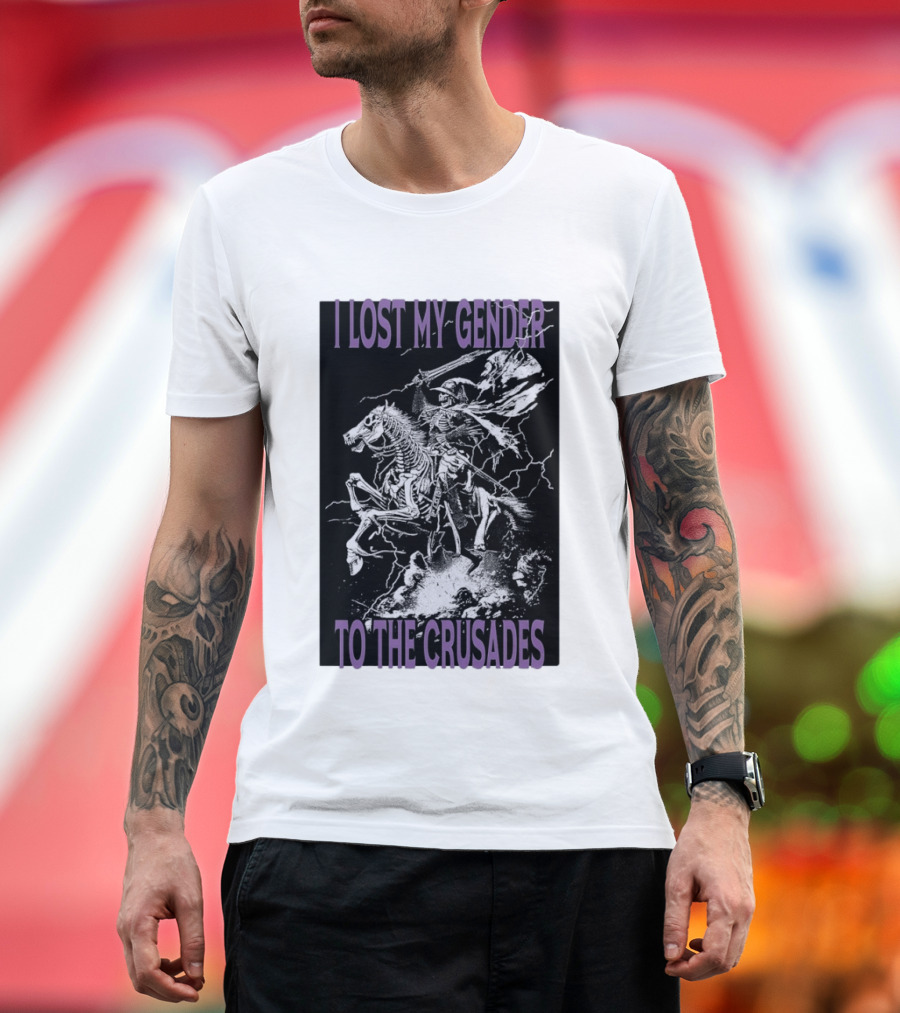 I Lost My Gender to the Crusades Skeleton Riding Horse Skeleton T-Shirt