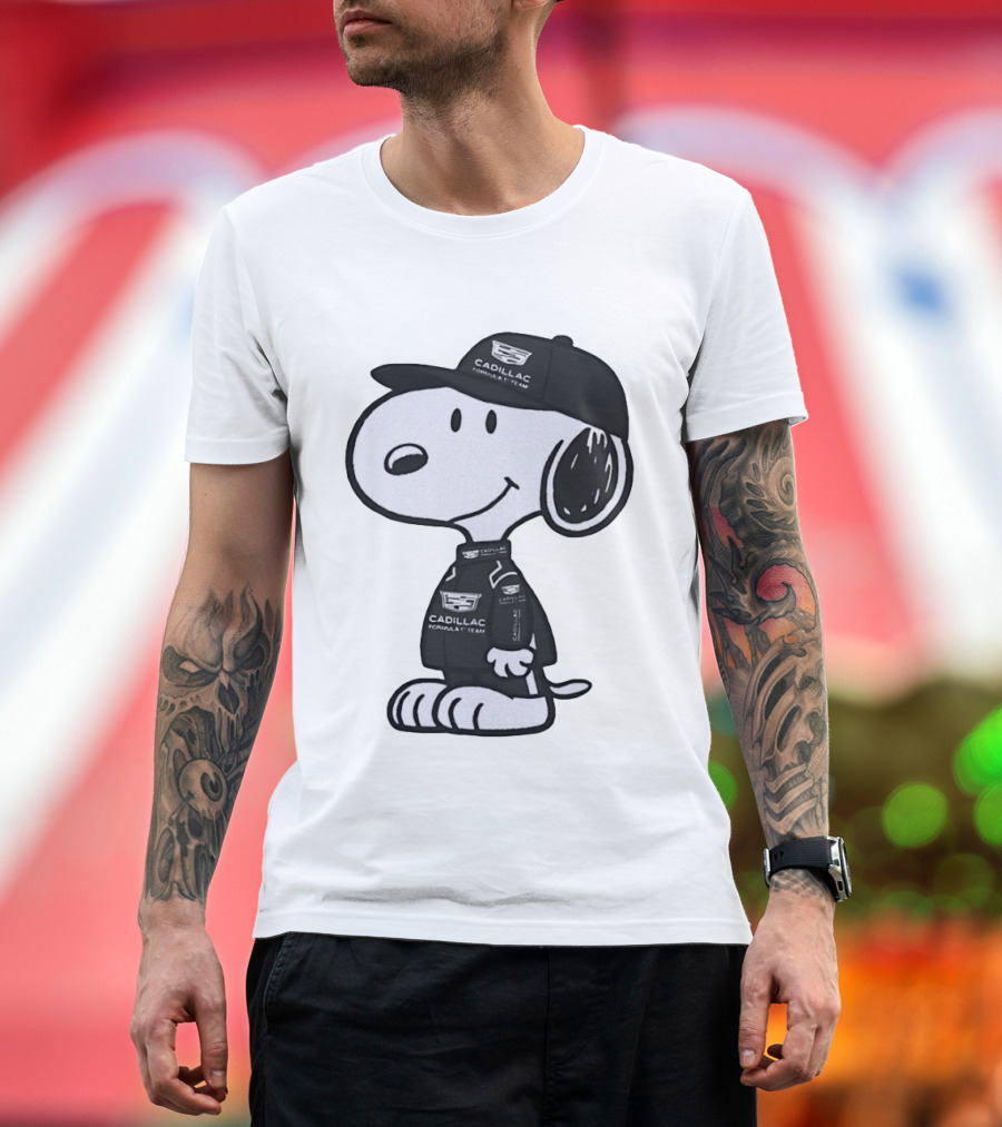 Peanuts Snoopy Cadillac Formula 1 Team Racing Outfit T-Shirt